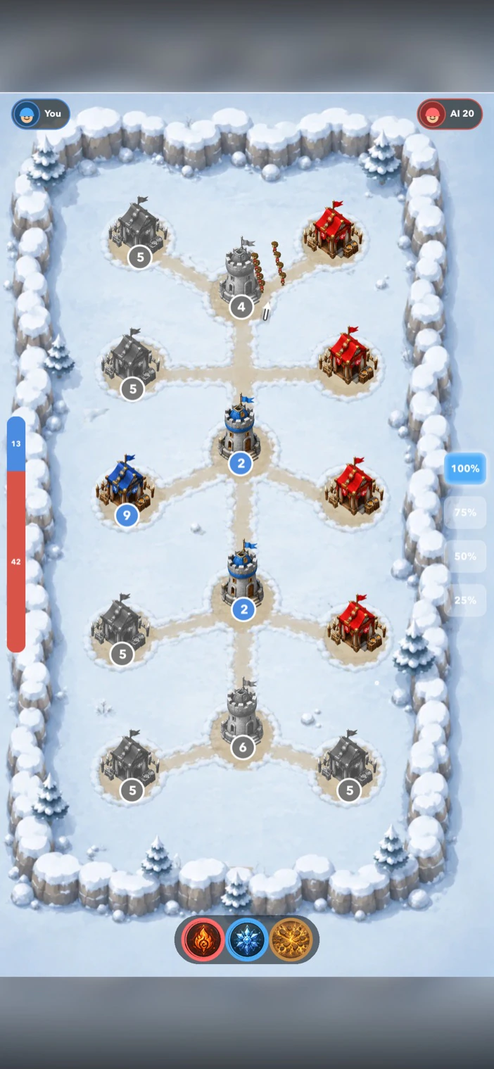 A snowy House Wars battle