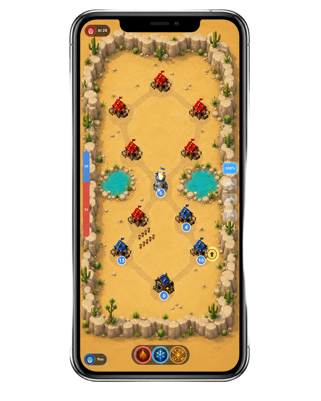 House Wars battle running on an iPhone